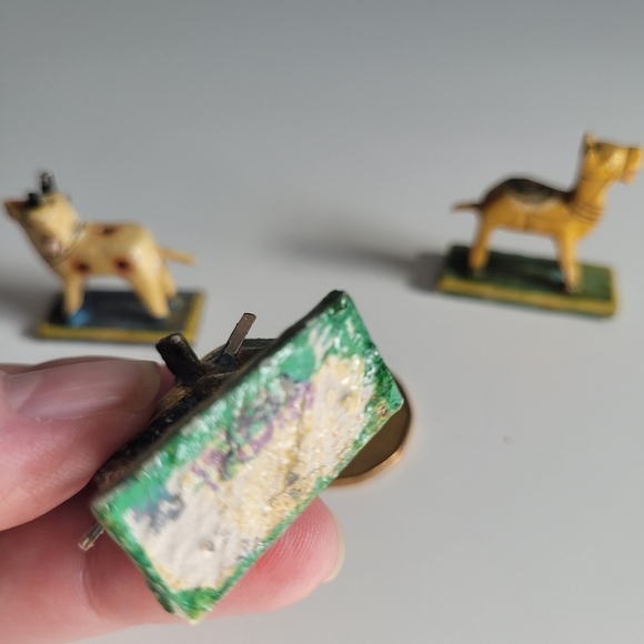 Antique Indian Nirmal Hand Carved Set of 3 Hand-Painted Animal Figurines - Picture 7 of 12